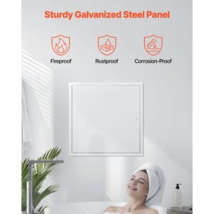 access panel for drywall, 19.2 x 19.2 in galvanized steel access door, easy install hinged service panel with screwdriver latch, for ceiling plumbing electrical, 18.4 x 18.4 in cutout size white