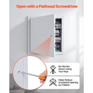 access panel for drywall, 19.2 x 19.2 in galvanized steel access door, easy install hinged service panel with screwdriver latch, for ceiling plumbing electrical, 18.4 x 18.4 in cutout size white