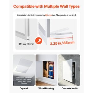 access panel for drywall, 33.2 x 25.2 in galvanized steel access door, easy install hinged service panel with screwdriver latch, for ceiling plumbing electrical, 24.4 x 32.4 in cutout size white