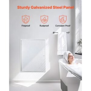 access panel for drywall, 33.2 x 25.2 in galvanized steel access door, easy install hinged service panel with screwdriver latch, for ceiling plumbing electrical, 24.4 x 32.4 in cutout size white