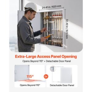 access panel for drywall, 33.2 x 25.2 in galvanized steel access door, easy install hinged service panel with screwdriver latch, for ceiling plumbing electrical, 24.4 x 32.4 in cutout size white