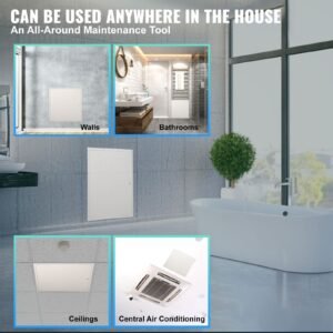 access panel for drywall & ceiling, 16 x 16 inch plumbing access panels, reinforced access door, heavy duty steel wall hole cover, easy install removable hinged panel for wiring & cables, silver