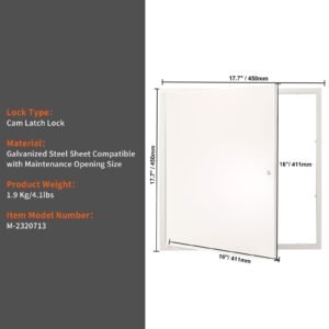 access panel for drywall & ceiling, 16 x 16 inch plumbing access panels, reinforced access door, heavy duty steel wall hole cover, easy install removable hinged panel for wiring & cables, silver