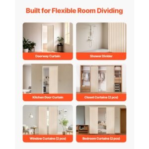 accordion door, 47 x 78 inch, blackout fabric folding magnetic door curtain, with hanging hooks, interior room divider for doorways, closets, bedrooms, bathrooms, living rooms, beige, 1 panel
