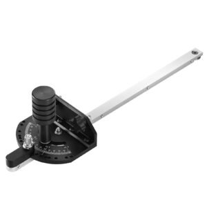 accurate miter gauge, fits slots 3/4'' x 3/8'', crafted from aluminum alloy, features 15 adjustable angle stops, spring loaded plunger & detachable disc, ideal for woodwork & table saws