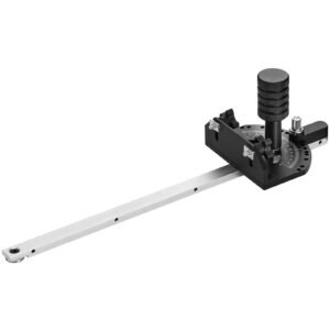 accurate miter gauge, fits slots 3/4'' x 3/8'', crafted from aluminum alloy, features 15 adjustable angle stops, spring loaded plunger & detachable disc, ideal for woodwork & table saws