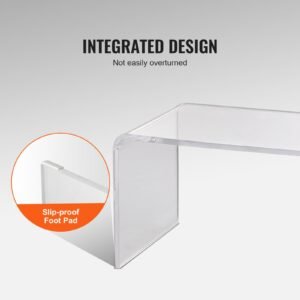 acrylic coffee table, c shaped clear acrylic end table, 16.3 inch high transparent acrylic side table, for coffee, drink, food, snack used in living room, courtyard, terrace