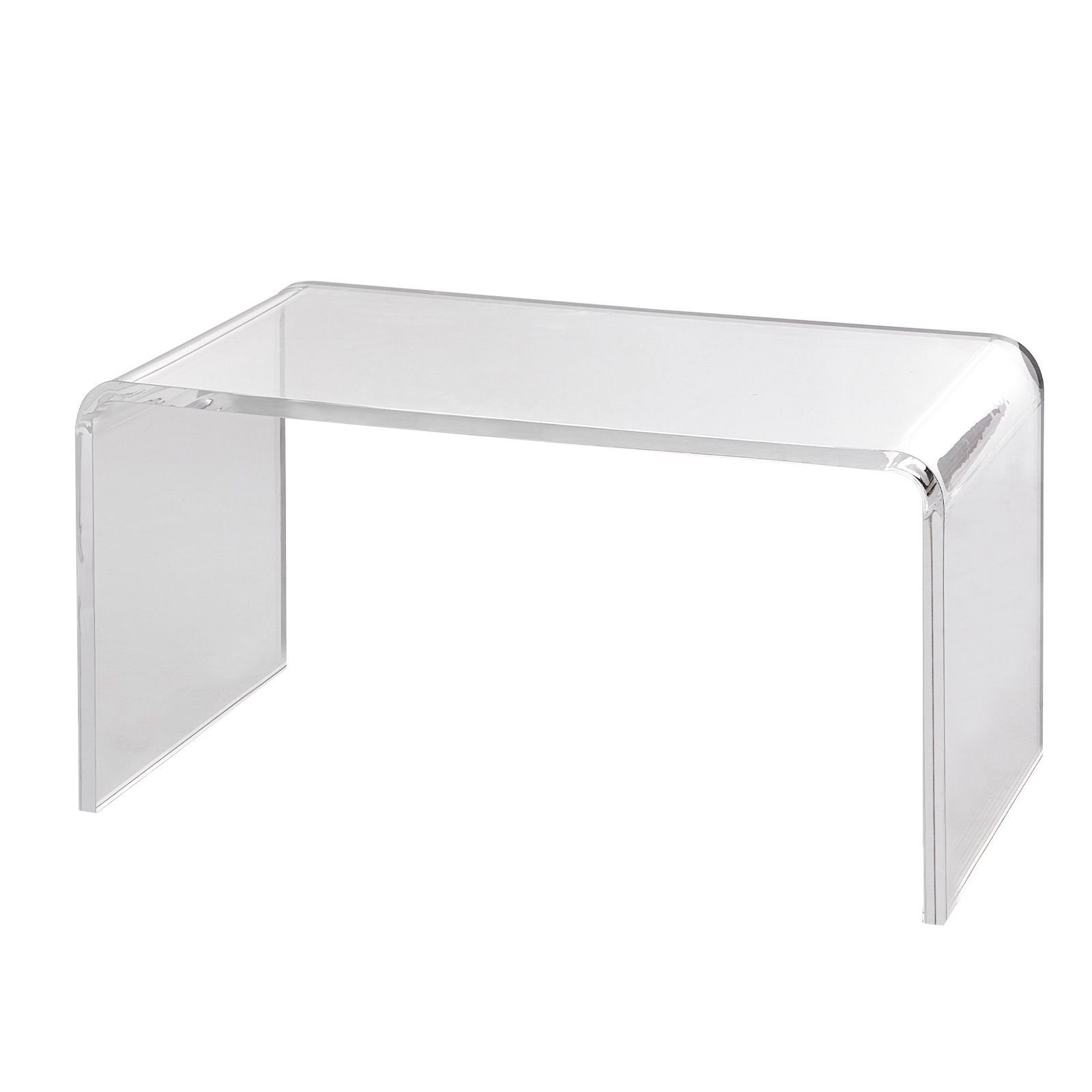 acrylic coffee table, c shaped clear acrylic end table, 16.3 inch high transparent acrylic side table, for coffee, drink, food, snack used in living room, courtyard, terrace