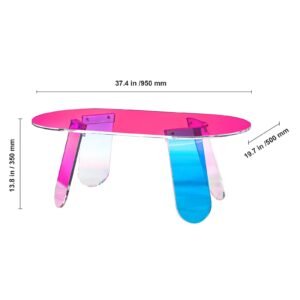 acrylic coffee table, iridescent acrylic end table, 13.8 inch high colorful acrylic side table, for coffee, drink, food, snack used in living room, courtyard, terrace