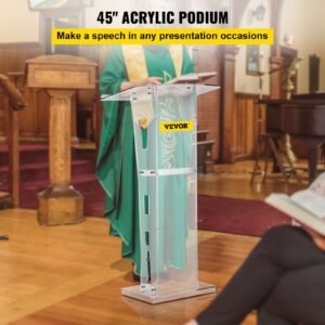acrylic podium 45" tall plexiglass podium 26.8"x15" table acrylic pulpits for churches with 8 mm thick acrylic board acrylic podiums and lecterns design for lecture recital speech & presentat