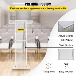 acrylic podium 45" tall plexiglass podium 26.8"x15" table acrylic pulpits for churches with 8 mm thick acrylic board acrylic podiums and lecterns design for lecture recital speech & presentat