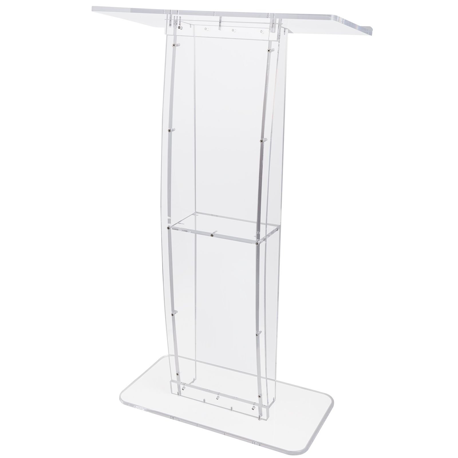 acrylic podium, 47" clear acrylic podium stand with wide reading surface & storage shelf, floor standing clear pulpits acrylic for church office school