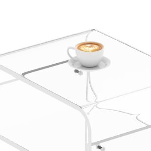 acrylic side table, 2 tiers clear bedside table with storage shelf, modern rectangle acrylic end desk, transparent thick nightstand for bedroom, living room, study, 11.8 x 15.7 x 19.7 in (clear)