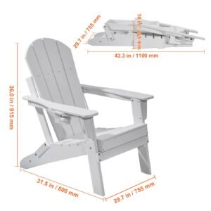 adirondack chair plastic, set of 2 all weather portable folding fire pit chair, outdoor adirondack patio chair with cup holder, with relaxing arm rest ergonomic, for garden, backyard white