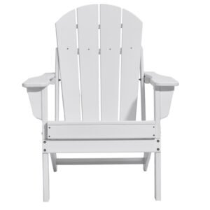 adirondack chair plastic, set of 2 all weather portable folding fire pit chair, outdoor adirondack patio chair with cup holder, with relaxing arm rest ergonomic, for garden, backyard white