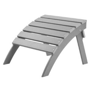 Adirondack Ottoman, 21.5L x 18.9W x 14.8H Inch HDPE Plastic Folding Adirondack Ottoman, Weather-Resistant Foot Rest for Adirondack Chair, Widely Used for Outside Porch Pool Lawn Backyard, Gray