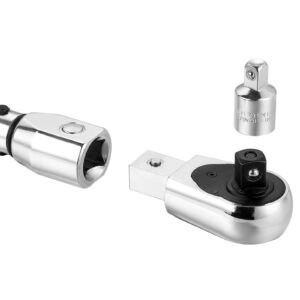 adjustable click torque wrench, 1/2 inch drive, 20 160 lbf ft/27.1 216.8 n.m, dual direction and dual range scales, 72 tooth, ±2% precision, with adapter interchangeable jaw and ratchet head