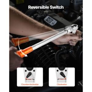 adjustable click torque wrench, 1/2 inch drive, 20 160 lbf ft/27.1 216.8 n.m, dual direction and dual range scales, 72 tooth, ±2% precision, with adapter interchangeable jaw and ratchet head
