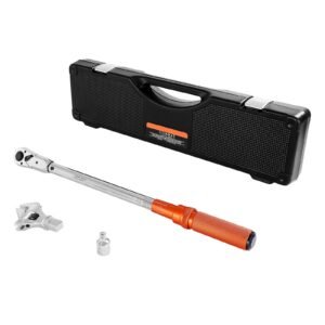 adjustable click torque wrench, 1/2 inch drive, 20 160 lbf ft/27.1 216.8 n.m, dual direction and dual range scales, 72 tooth, ±2% precision, with adapter interchangeable jaw and ratchet head