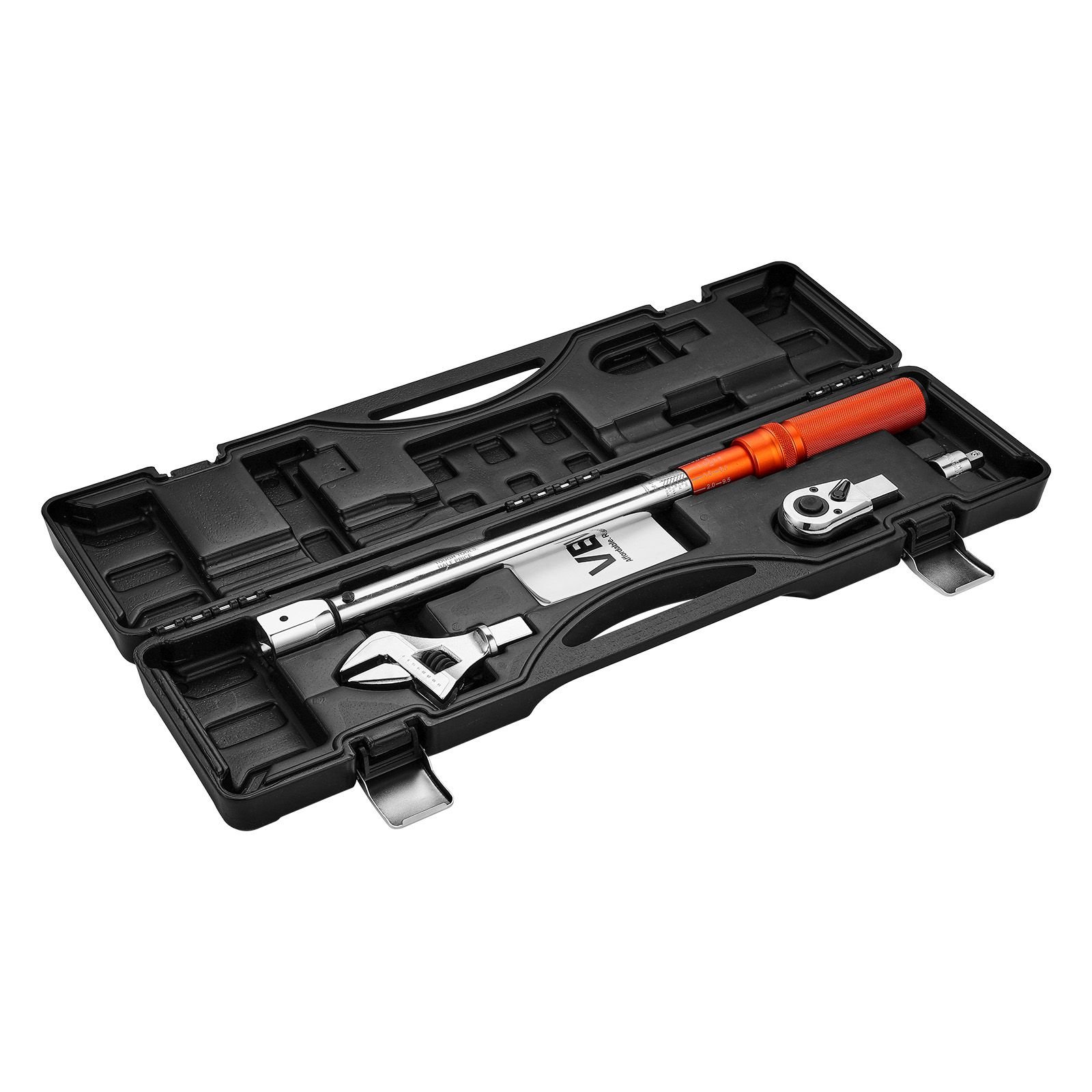 adjustable click torque wrench, 1/2 inch drive, 20 160 lbf ft/27.1 216.8 n.m, dual direction and dual range scales, 72 tooth, ±2% precision, with adapter interchangeable jaw and ratchet head