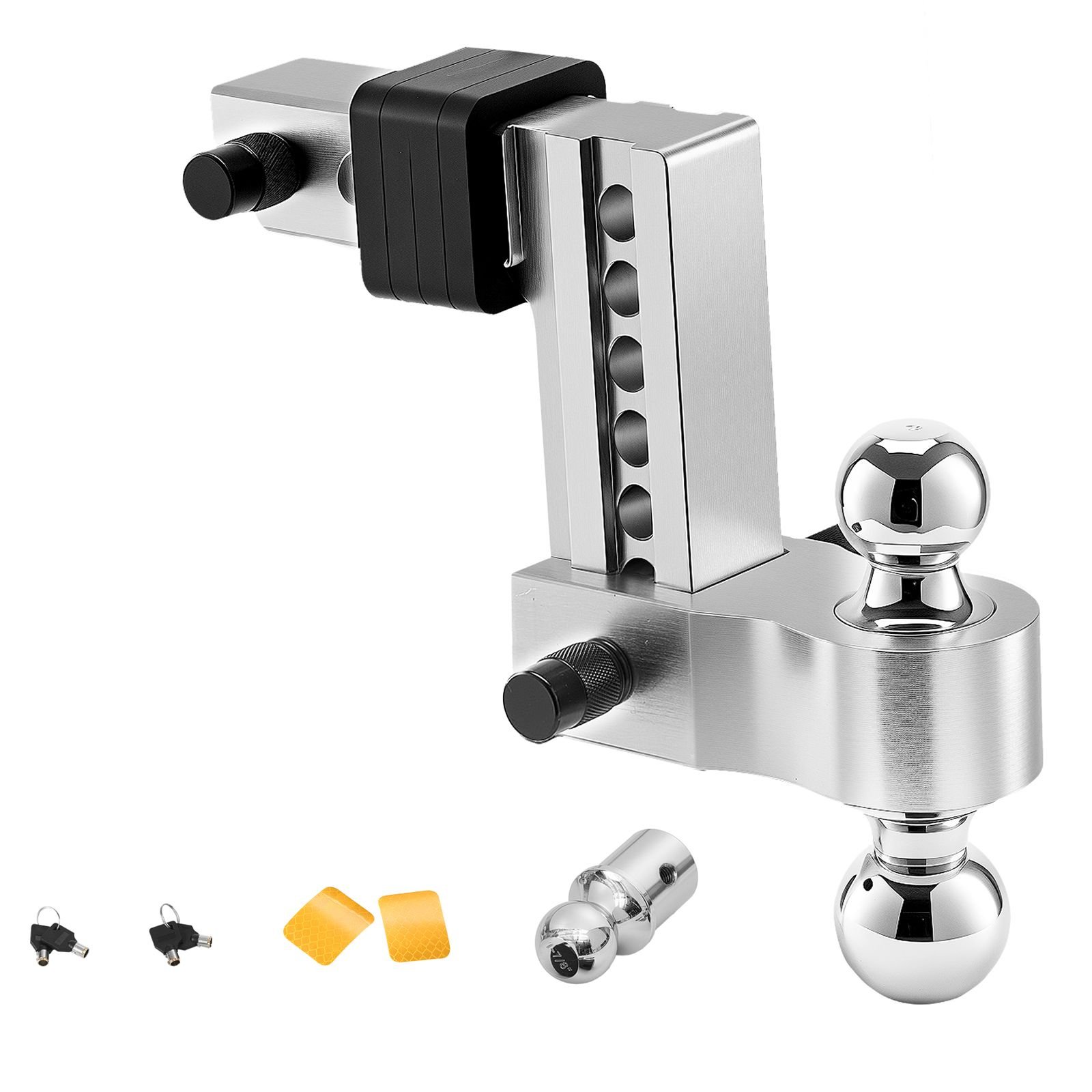 adjustable trailer hitch, 6 inch drop hitch, tri ball mount for 2 inch hitch receiver, trailer ball size 1 7/8", 2" and 2 5/16", max 15000 lbs ball hitch, towing hitch for rvs, atvs, and trucks