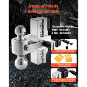adjustable trailer hitch, 6 inch drop hitch, tri ball mount for 2 inch hitch receiver, trailer ball size 1 7/8", 2" and 2 5/16", max 15000 lbs ball hitch, towing hitch for rvs, atvs, and trucks