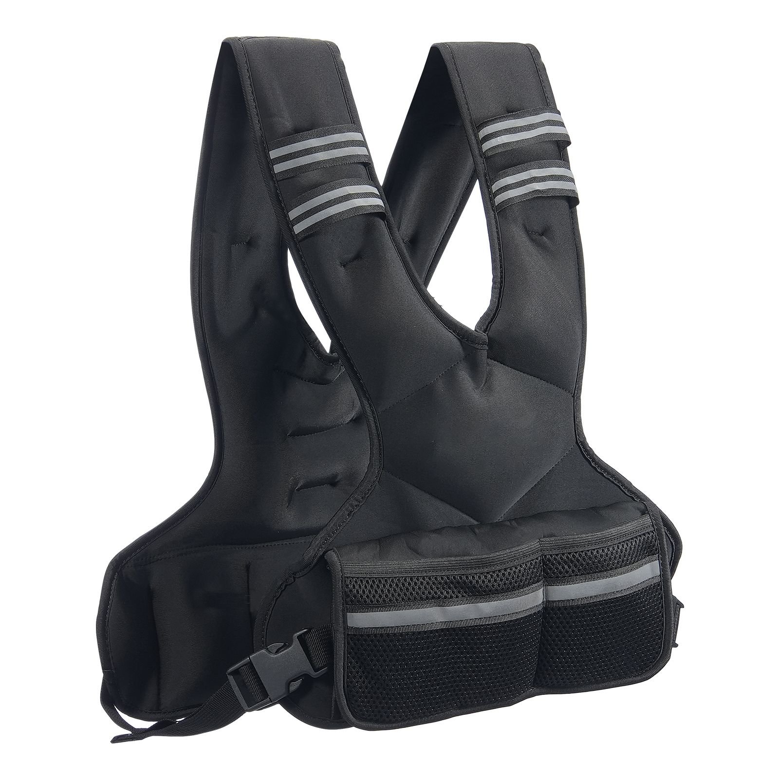 adjustable weighted vest, 11 20lb weight vest with 6 ironsand weights and reflective stripe, body weight vest exercise set for men women, workout equipment for strength training running jogging