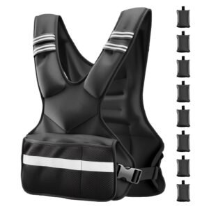 Adjustable Weighted Vest, 24-40 lbs Comfortable X-Shape Body Weight Vest Set with 8 Weight Packs and Reflective Stripe, for Men Women, Workout Equipment for Strength Training Running Jogging