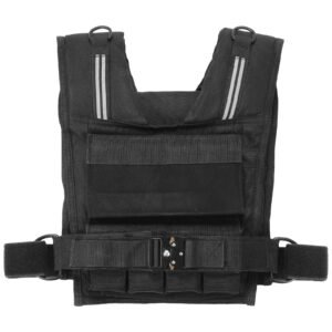 adjustable weighted vest, 35lb weight vest with iron weights, shoulder pad, and reflective stripe, body weight vest exercise set for men women, workout equipment for strength training running
