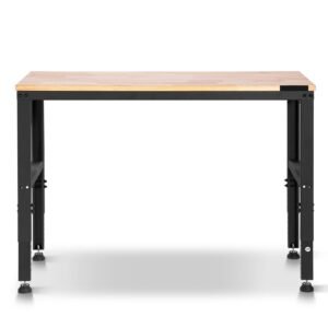 Adjustable Workbench, 2000 lbs Capacity, 48 x 20-inch Heavy Duty Work Bench with 28.5-38.3 Inches Height Adjustment, Garage Workbench with Power Outlets, Suitable for Office, Garage, Workshop