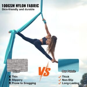 aerial silk & yoga swing, 11 yards, aerial yoga hammock kit with 100gsm nylon fabric, full rigging hardware & easy set up guide, antigravity flying for all levels fitness bodybuilding, blue