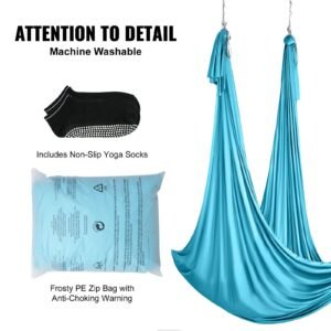 aerial silk & yoga swing, 11 yards, aerial yoga hammock kit with 100gsm nylon fabric, full rigging hardware & easy set up guide, antigravity flying for all levels fitness bodybuilding, blue