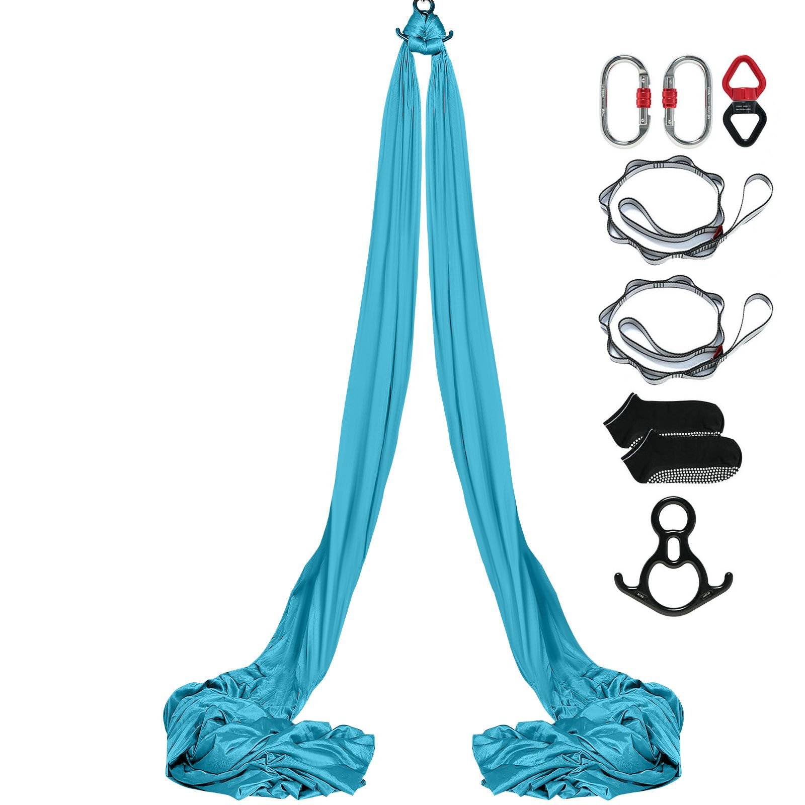 aerial silk & yoga swing, 11 yards, aerial yoga hammock kit with 100gsm nylon fabric, full rigging hardware & easy set up guide, antigravity flying for all levels fitness bodybuilding, blue