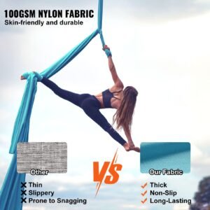 aerial yoga hammock & swing, 5.5 yards, aerial yoga starter kit with 100gsm nylon fabric, full rigging hardware & easy set up guide, antigravity flying for all levels fitness bodybuilding, blue