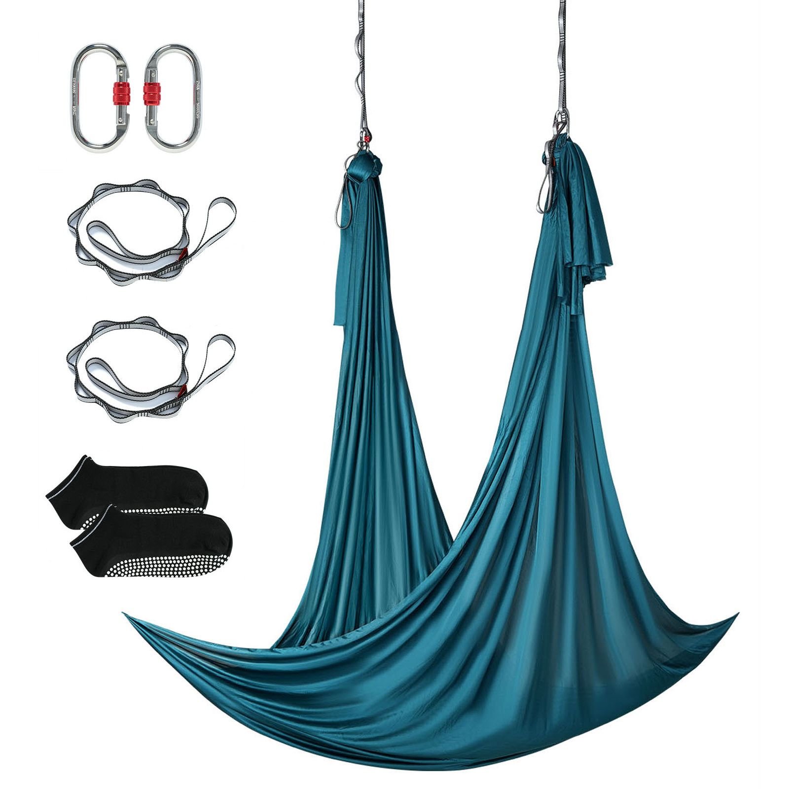 aerial yoga hammock & swing, 5.5 yards, aerial yoga starter kit with 100gsm nylon fabric, full rigging hardware & easy set up guide, antigravity flying for all levels fitness bodybuilding, green