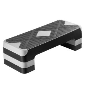 aerobic exercise step platform 28 inch workout aerobic stepper height adjustable fitness training step deck trainer with 4 risers non slip surface bench for home gym cardio strength gray 2.jpg