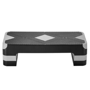 aerobic exercise step platform 28 inch workout aerobic stepper height adjustable fitness training step deck trainer with 4 risers non slip surface bench for home gym cardio strength gray 5.jpg