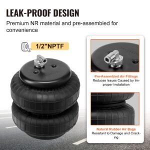 air bag suspension kit, air springs suspension bag kit compatible with 2003 2013 dodge ram 2500 4wd, 2003 2018 dodge ram 3500 4wd, 5000 lbs loading, 5 to 100 psi