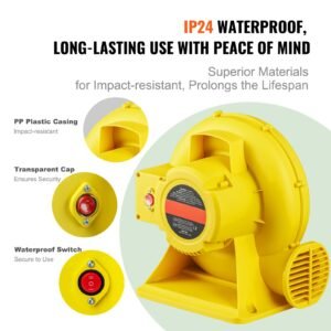 air blower, 450w 0.6hp inflatable blower, portable and powerful bounce house blower, 1750pa commercial air blower pump fan, used for inflatable bouncy castle and jump tested to ul standards