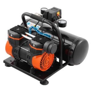 air compressor, 2 gallon steel tank, 1hp 2.1 cfm 8bar oil free air compressor & max. 120psi pressure, 81db ultra quiet portable compressor, for auto repair, tire inflation, spray painting