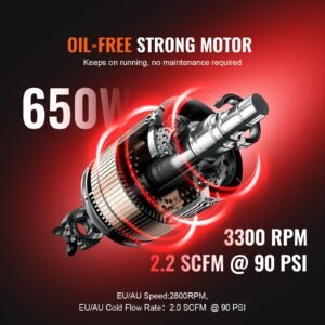air compressor, 8 gallon steel tank, 1hp 2.2 cfm@90 psi oil free air compressor & max. 120psi pressure, 80db ultra quiet portable compressor, for auto repair, tire inflation, spray painting