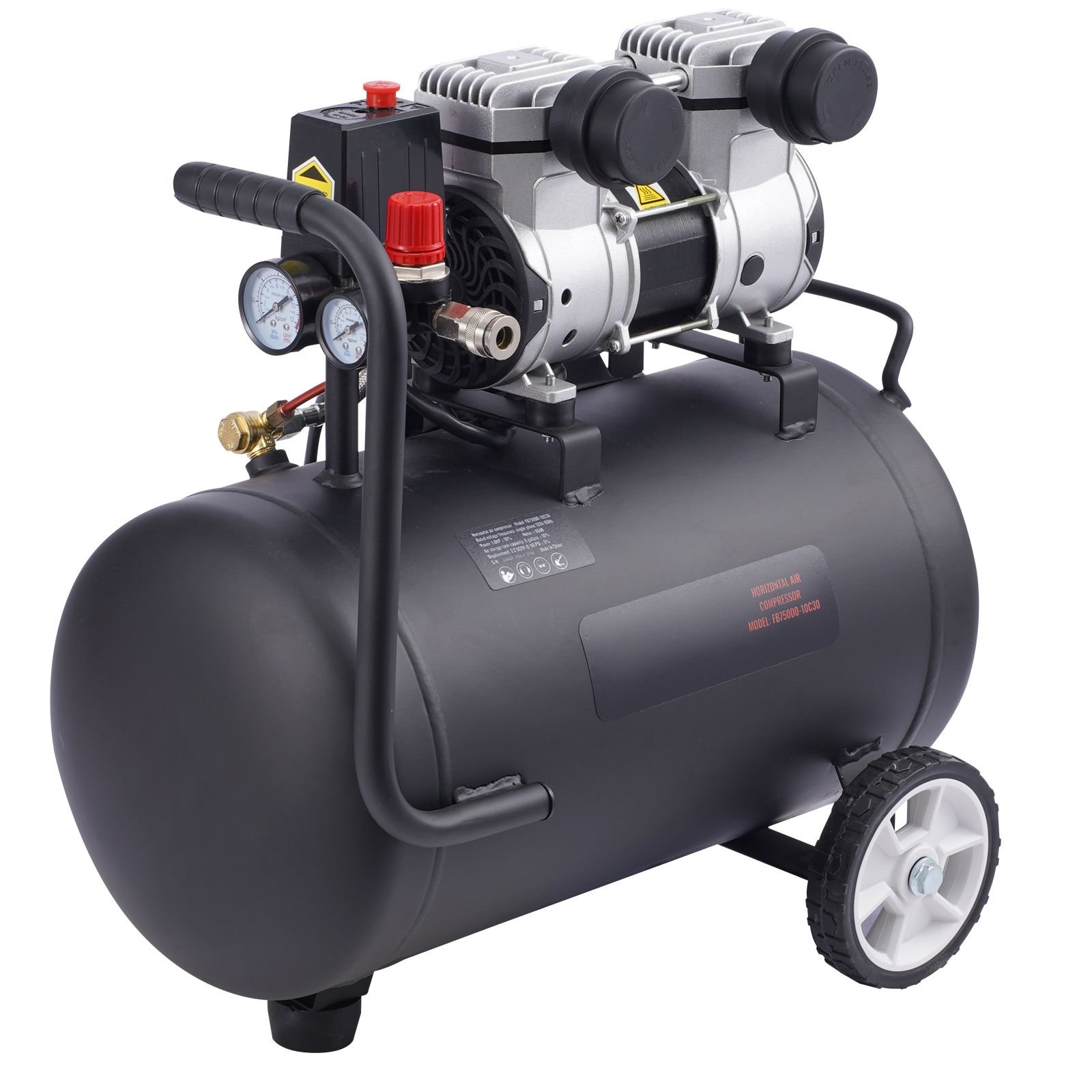 air compressor, 8 gallon steel tank, 1hp 2.2 cfm@90 psi oil free air compressor & max. 120psi pressure, 80db ultra quiet portable compressor, for auto repair, tire inflation, spray painting