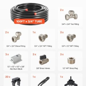 air compressor line kit, 100ft x 3/4", hdpe aluminum compressed air piping system, leak proof, pressure resistant & easy to install, compressed air line tubing kit for garages workshops, black