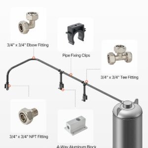 air compressor line kit, 100ft x 3/4", hdpe aluminum compressed air piping system, leak proof, pressure resistant & easy to install, compressed air line tubing kit for garages workshops, black