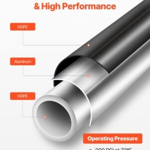air compressor line kit, 100ft x 3/4", hdpe aluminum compressed air piping system, leak proof, pressure resistant & easy to install, compressed air line tubing kit for garages workshops, black