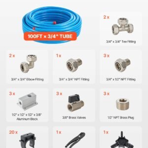 air compressor line kit, 100ft x 3/4", hdpe aluminum compressed air piping system, leak proof, pressure resistant & easy to install, compressed air line tubing kit for garages workshops, blue