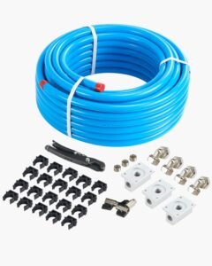 Air Compressor Line Kit, 100FT x 3/4", HDPE-Aluminum Compressed Air Piping System, Leak-Proof, Pressure-Resistant & Easy-to-Install, Compressed Air Line Tubing Kit for Garages Workshops, Blue