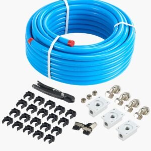 air compressor line kit, 100ft x 3/4", hdpe aluminum compressed air piping system, leak proof, pressure resistant & easy to install, compressed air line tubing kit for garages workshops, blue