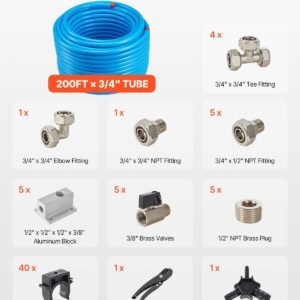 air compressor line kit, 200ft x 3/4", hdpe aluminum compressed air piping system, leak proof & easy to install, compressed air line tubing kit for garages workshops, blue