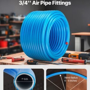 air compressor line kit, 200ft x 3/4", hdpe aluminum compressed air piping system, leak proof & easy to install, compressed air line tubing kit for garages workshops, blue